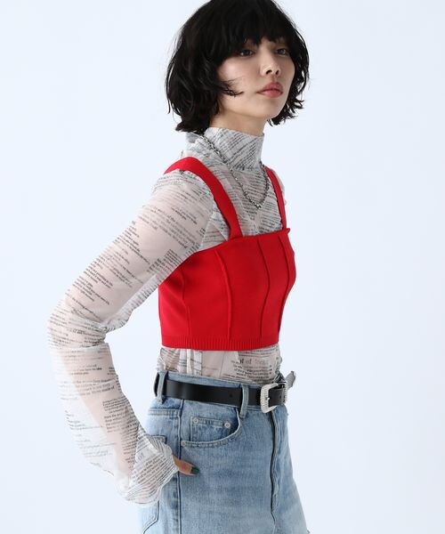 PAGEBOY（ページボーイ）の「アシメメローシアータートル（トップス・レディース・モノトーン柄01/英字×ホワイト02/オフホワイト05/タトゥー×ブラック08/ブラック09/グリーン75/ブルー柄80・F）」の13枚目の写真