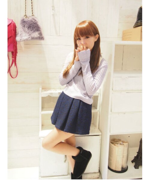 Littny（リトニー）の「【Littny】ケーブルH/Nニット（トップス・レディース・アイボリー/ピンク/ブルー・F）」の4枚目の写真