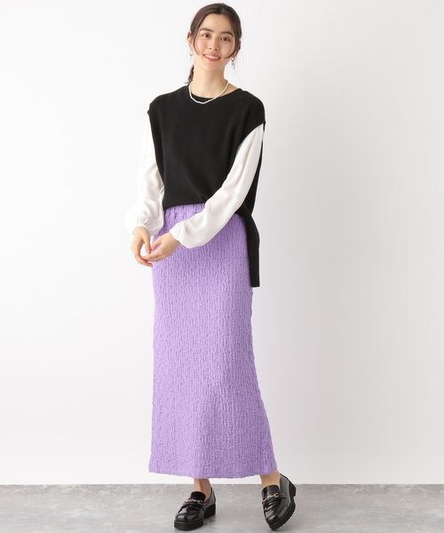 LEPSIM(レプシィム)の「フクレジャガードナロースカート(スカート・レディース・ブラック09/ラベンダー91・FREE SIZE)」の6枚目の写真