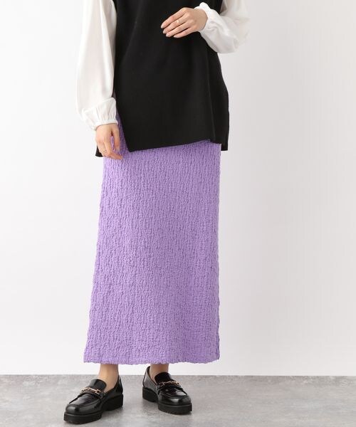 LEPSIM(レプシィム)の「フクレジャガードナロースカート(スカート・レディース・ブラック09/ラベンダー91・FREE SIZE)」の7枚目の写真