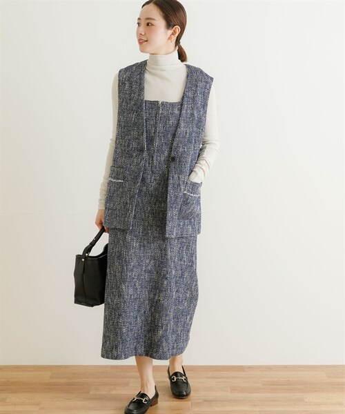 URBAN RESEARCH(アーバンリサーチ)の「GIOLICA粗花呢背心洋裝(ワンピース/ドレス・レディース・膚色/藍色・膚色/藍色)」の12枚目の写真