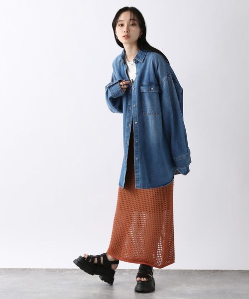 JEANASIS（ジーナシス）の「ハイショクアミニットナロースカート（スカート・レディース・ブラック系その他(09)/オレンジ系その他(42)/ブルー系その他(82)・FREE）」の16枚目の写真