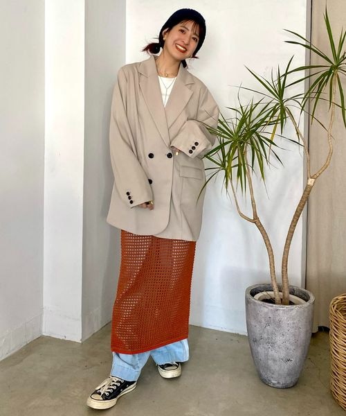 JEANASIS（ジーナシス）の「ハイショクアミニットナロースカート（スカート・レディース・ブラック系その他(09)/オレンジ系その他(42)/ブルー系その他(82)・FREE）」の5枚目の写真