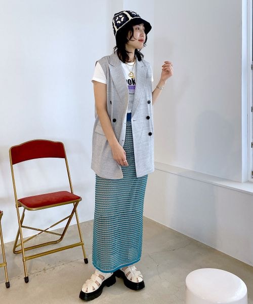 JEANASIS（ジーナシス）の「ハイショクアミニットナロースカート（スカート・レディース・ブラック系その他(09)/オレンジ系その他(42)/ブルー系その他(82)・FREE）」の10枚目の写真