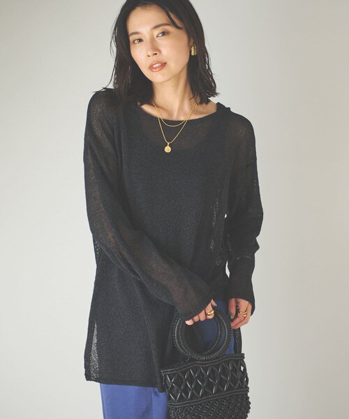 極美品♡ RIVE DROITE　リヴドロワ　ペーパーガーゼルーズシアーニット RIVE DROITE（リヴドロワ）の「ペーパーガーゼルーズシアー