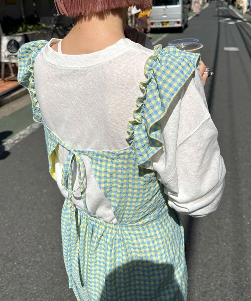 新品　Alley by W closet ミントグリーン フリル付きサロペット 新品 Alley by W closet ミントグリーン フリル付きサロペット