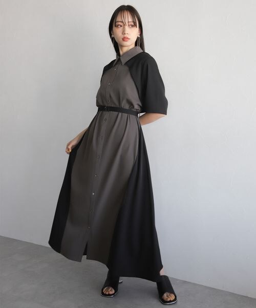 HARE サイドバイカラーワンピース　グレー✖️ブラック HARE（ハレ）の「サイドバイカラーワンピース（）」 - WEAR