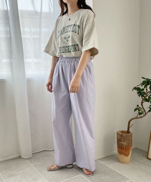 LOWRYS FARM（ローリーズファーム）の「ドロストナイロンワイドパンツ（パンツ・レディース・アイボリー08/ブラック09/パープル95・FREE）」の15枚目の写真