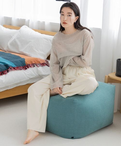 LOWRYS FARM（ローリーズファーム）の「ドロストナイロンワイドパンツ（パンツ・レディース・アイボリー08/ブラック09/パープル95・FREE）」の7枚目の写真