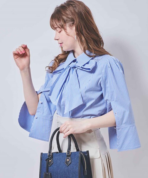 31 Sons de mode（トランテアン　ソン　ドゥ　モード）の「【予約】オープンスリーブブラウス（トップス・レディース・01オフホワイト/72サックス・36）」の5枚目の写真