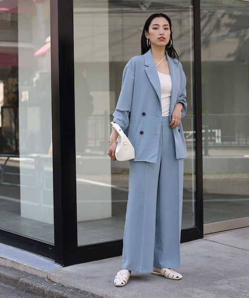 COLONY 2139(コロニートゥーワンスリーナイン)の「【S~Lサイズ展開/セットアップ対応】テックリネンテーラードジャケット(テーラードジャケット・レディース・ライトベージュ/サックスブルー/ブラック・S/M/L)」の2枚目の写真