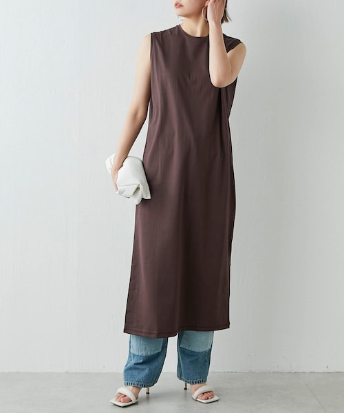 【ATON】スリーブレスドレス