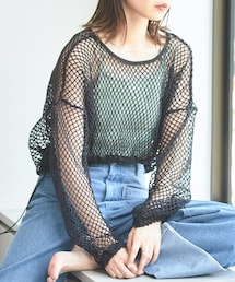 Kastane | ドロスト付メッシュプルオーバー(Tシャツ/カットソー)