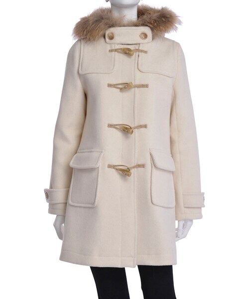 MERCURYDUO（マーキュリーデュオ）の「【DUO】 ダッフルロングファー付きコート（ジャケット/アウター・レディース・オフホワイト/グレー/ネイビー/ベージュ・S/M）」の10枚目の写真