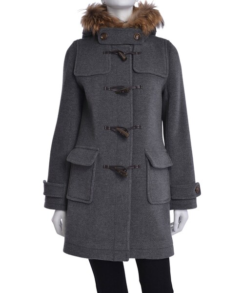 MERCURYDUO（マーキュリーデュオ）の「【DUO】 ダッフルロングファー付きコート（ジャケット/アウター・レディース・オフホワイト/グレー/ネイビー/ベージュ・S/M）」の2枚目の写真