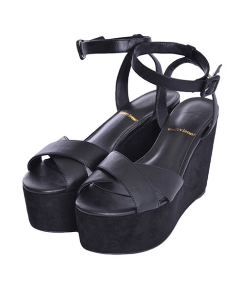 merry jenny（メリージェニー）の「【goods】クロスウェッジサンダル（シューズ・レディース・オフホワイト/ブラック/ラベンダー）」の2枚目の写真