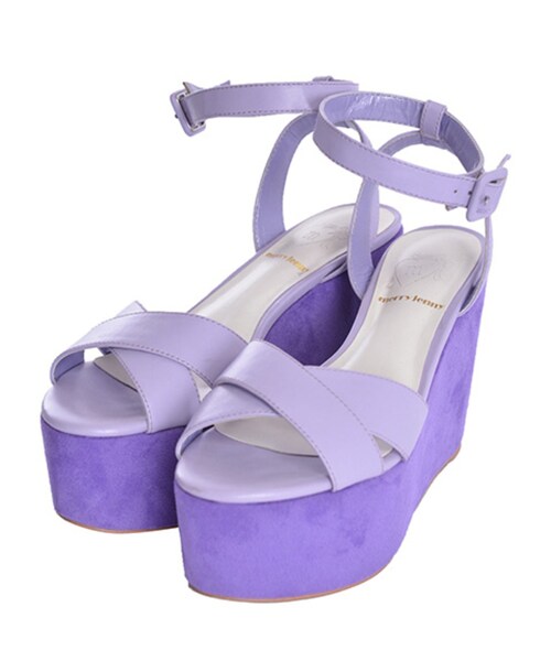 merry jenny（メリージェニー）の「【goods】クロスウェッジサンダル（シューズ・レディース・オフホワイト/ブラック/ラベンダー）」の3枚目の写真