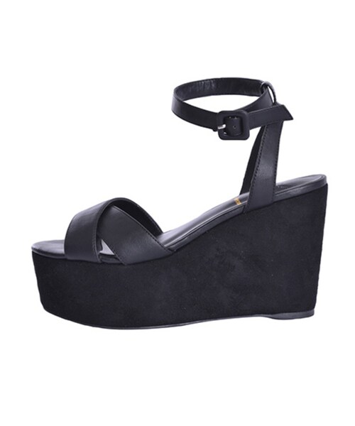 merry jenny（メリージェニー）の「【goods】クロスウェッジサンダル（シューズ・レディース・オフホワイト/ブラック/ラベンダー）」の6枚目の写真