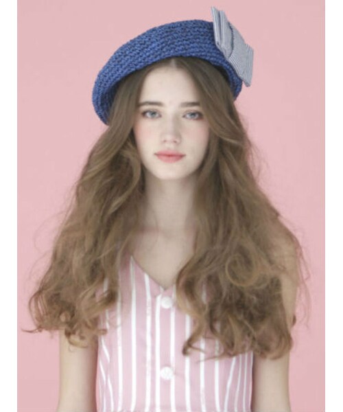 merry jenny（メリージェニー）の「【goods】ヘンプリボンベレー帽（帽子・レディース・ネイビー/ベージュ・F）」の3枚目の写真