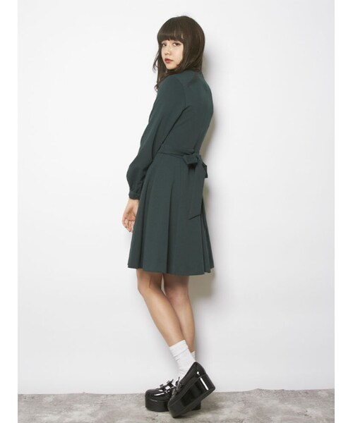 merry jenny（メリージェニー）の「【girly】Backリボンワンピース（ワンピース/ドレス・レディース・グレー/グリーン/ネイビー・S/M）」の4枚目の写真