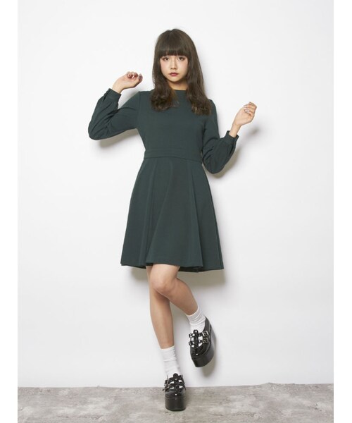 merry jenny（メリージェニー）の「【girly】Backリボンワンピース（ワンピース/ドレス・レディース・グレー/グリーン/ネイビー・S/M）」の5枚目の写真