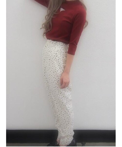 merry jenny（メリージェニー）の「ランダムスクエアテーパードパンツ（パンツ・レディース・アイボリー/ブラック/ネイビー・F）」の4枚目の写真