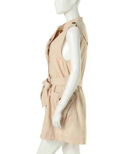 merry jenny（メリージェニー）の「【merry jenny】ピーチ起毛ノースリトレンチコート（ジャケット/アウター・レディース・オフホワイト/ブラック/ピンク）」の6枚目の写真