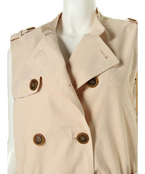 merry jenny（メリージェニー）の「【merry jenny】ピーチ起毛ノースリトレンチコート（ジャケット/アウター・レディース・オフホワイト/ブラック/ピンク）」の7枚目の写真