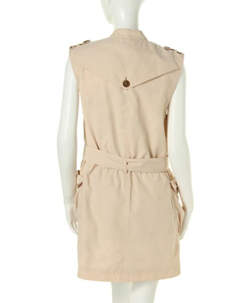 merry jenny（メリージェニー）の「【merry jenny】ピーチ起毛ノースリトレンチコート（ジャケット/アウター・レディース・オフホワイト/ブラック/ピンク）」の5枚目の写真