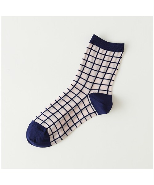 靴下屋（クツシタヤ）の「◆カタログ掲載◆マドワクチェック柄ショートソックス（レッグウェア・レディース・オフホワイト/シロクロ/グレー/クロシロ/クロクロ/シャーベット/ダルサックス・22.0～24.0cm）」の6枚目の写真