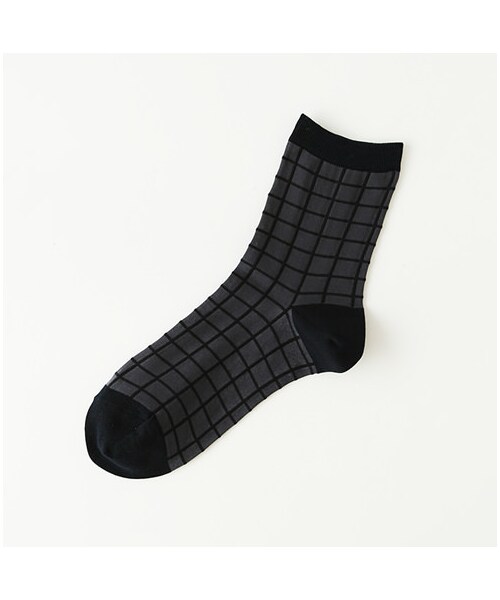 靴下屋（クツシタヤ）の「◆カタログ掲載◆マドワクチェック柄ショートソックス（レッグウェア・レディース・オフホワイト/シロクロ/グレー/クロシロ/クロクロ/シャーベット/ダルサックス・22.0～24.0cm）」の5枚目の写真