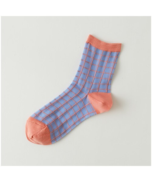 靴下屋（クツシタヤ）の「◆カタログ掲載◆マドワクチェック柄ショートソックス（レッグウェア・レディース・オフホワイト/シロクロ/グレー/クロシロ/クロクロ/シャーベット/ダルサックス・22.0～24.0cm）」の7枚目の写真