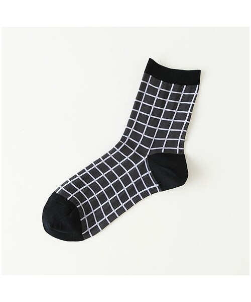 靴下屋（クツシタヤ）の「◆カタログ掲載◆マドワクチェック柄ショートソックス（レッグウェア・レディース・オフホワイト/シロクロ/グレー/クロシロ/クロクロ/シャーベット/ダルサックス・22.0～24.0cm）」の4枚目の写真