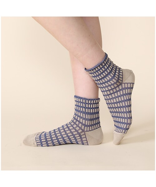 靴下屋（クツシタヤ）の「◆カタログ掲載◆テンセンボーダーショートソックス（レッグウェア・レディース・オフホワイト/ダルベージュ/ダルシャーベット/カナリヤ/エメラルドグリーン/ブルー・22.0～24.0cm）」の9枚目の写真