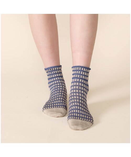 靴下屋（クツシタヤ）の「◆カタログ掲載◆テンセンボーダーショートソックス（レッグウェア・レディース・オフホワイト/ダルベージュ/ダルシャーベット/カナリヤ/エメラルドグリーン/ブルー・22.0～24.0cm）」の8枚目の写真