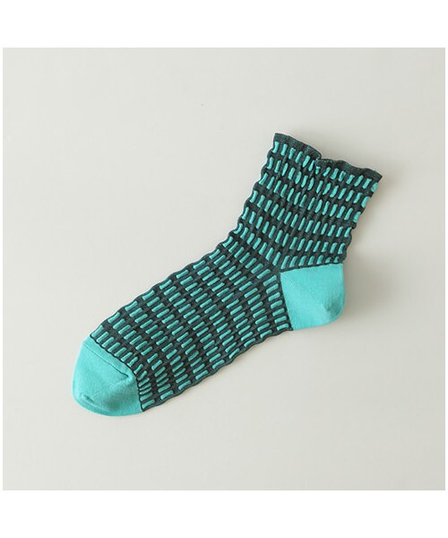 靴下屋（クツシタヤ）の「◆カタログ掲載◆テンセンボーダーショートソックス（レッグウェア・レディース・オフホワイト/ダルベージュ/ダルシャーベット/カナリヤ/エメラルドグリーン/ブルー・22.0～24.0cm）」の5枚目の写真