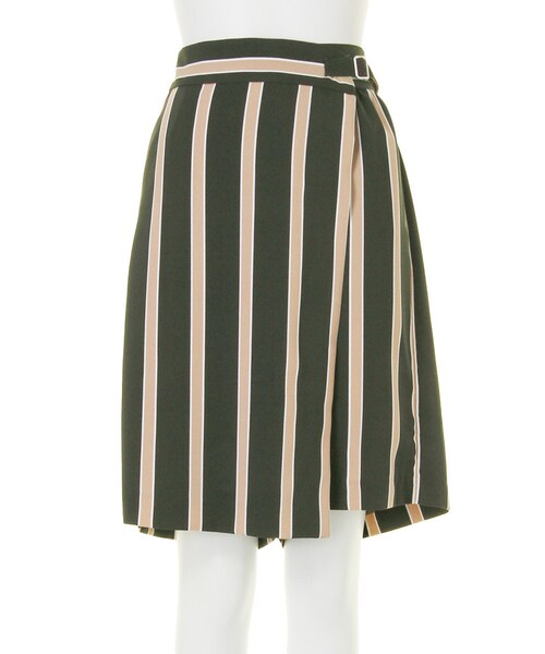 MURUA（ムルーア）の「【MODE】ストライプラップキュロットPT（パンツ・レディース・ホワイト/カーキ・1/2）」の2枚目の写真