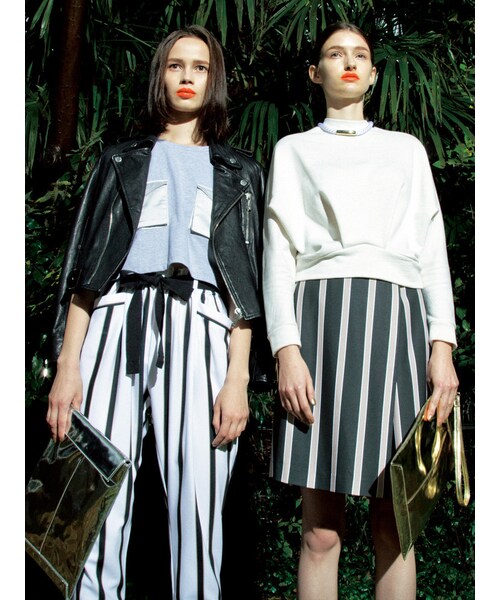 MURUA（ムルーア）の「【MODE】ストライプラップキュロットPT（パンツ・レディース・ホワイト/カーキ・1/2）」の4枚目の写真