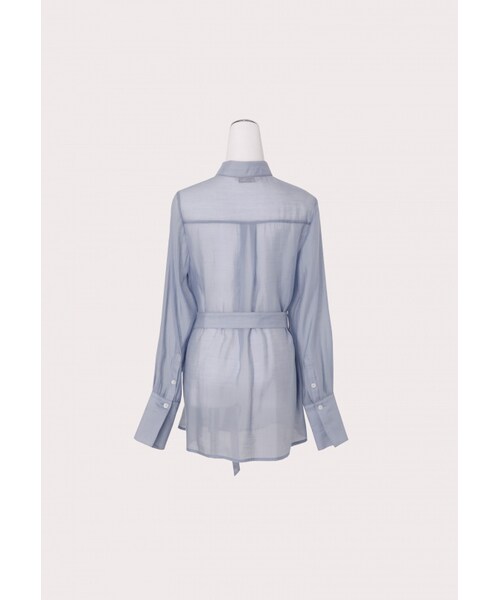 Marjorie（マージョリー）の「Lady Mint，特色綁帶透肌感襯衫（トップス・レディース・白/灰藍）」の18枚目の写真