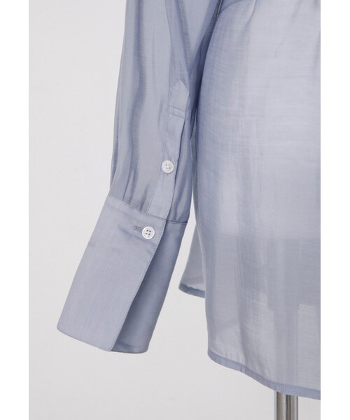 Marjorie（マージョリー）の「Lady Mint，特色綁帶透肌感襯衫（トップス・レディース・白/灰藍）」の9枚目の写真