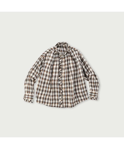 45R インドリネンのフリルブラウス