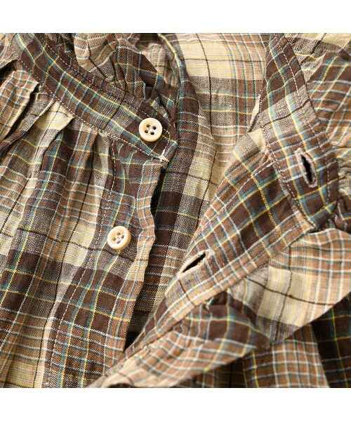 45R インドリネンのフリルブラウス