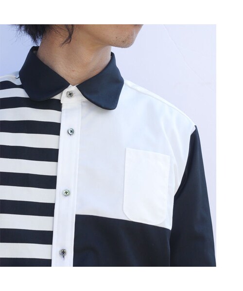 NIRAME.CO（ニラメッコ）の「階段しゃつ モノトーン（シャツ/ブラウス・メンズ・その他）」の6枚目の写真