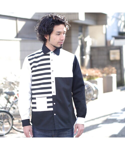 NIRAME.CO（ニラメッコ）の「階段しゃつ モノトーン（シャツ/ブラウス・メンズ・その他）」の2枚目の写真