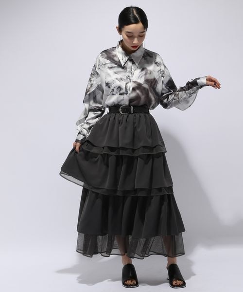 HARE シアーMIXティアードスカート HARE（ハレ）の「シアーMIXティアードスカート（）」 - WEAR