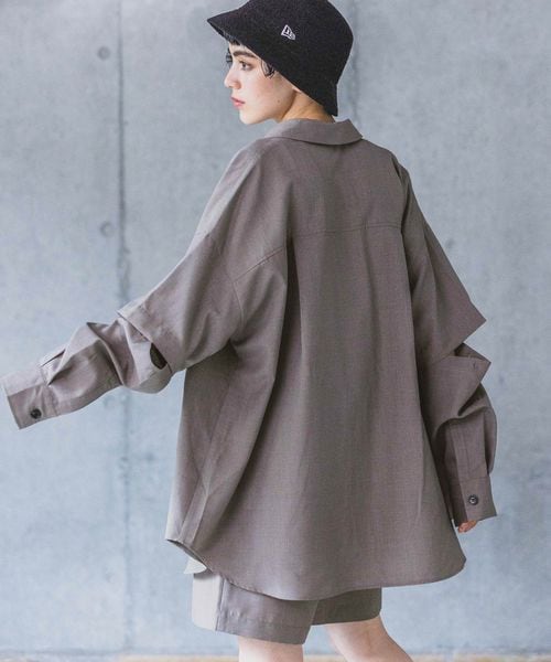 PAGEBOY（ページボーイ）の「ミリタリー2WAYシャツ（トップス・レディース・オフホワイト05/ブラック09/チャコール18・F）」の14枚目の写真