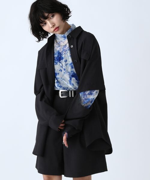 PAGEBOY（ページボーイ）の「ミリタリー2WAYシャツ（トップス・レディース・オフホワイト05/ブラック09/チャコール18・F）」の9枚目の写真