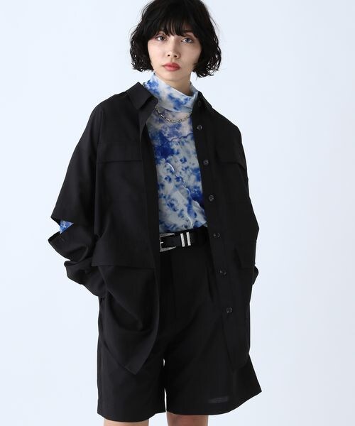 PAGEBOY（ページボーイ）の「ミリタリー2WAYシャツ（トップス・レディース・オフホワイト05/ブラック09/チャコール18・F）」の8枚目の写真