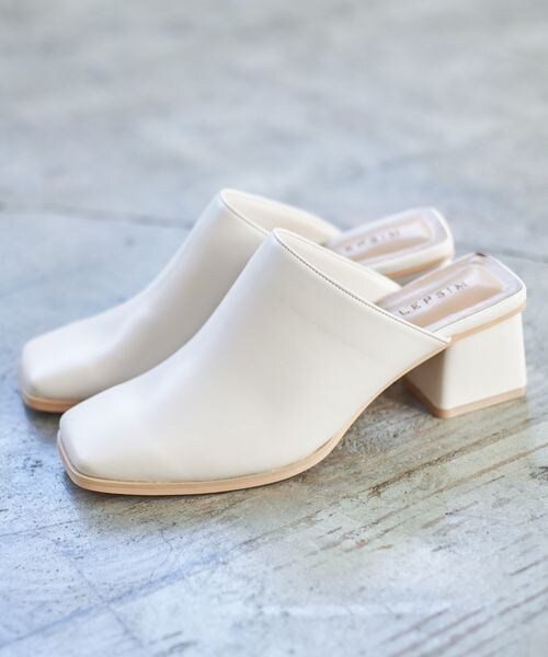 LEPSIM(レプシィム)の「スクエアヒールミュール(シューズ・レディース・アイボリー08/ブラック09/ブラウン51・M(23-23.5)/L(24-24.5))」の1枚目の写真
