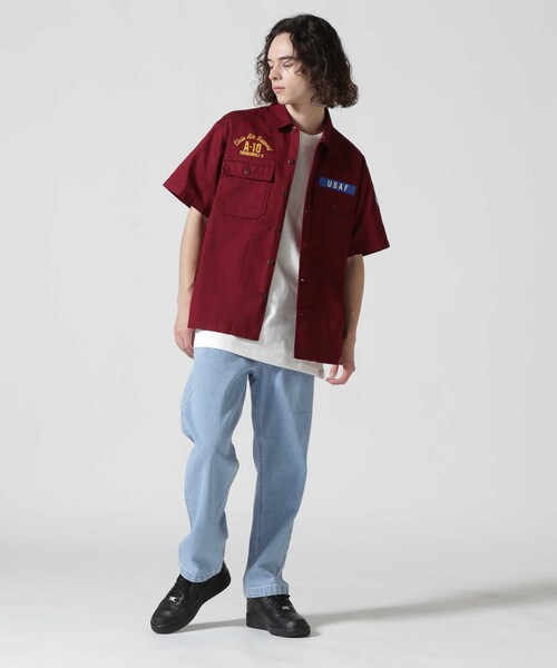 AVIREX（アヴィレックス）の「OG-107 TYPE S/S SHIRT 66th WEAPONS SQUADRON / 半袖シャツ 66th ウエポンズ スコードロン（トップス・ネイビー/オリーブ/バーガンディ・M/L/XL/2XL）」の3枚目の写真